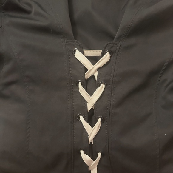 Betsey Johnson Black Trench Coat with cream trim. - Picture 15 of 16